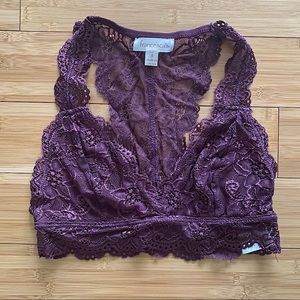 Francesca’s Burgundy Racerback Lace Bralette Small